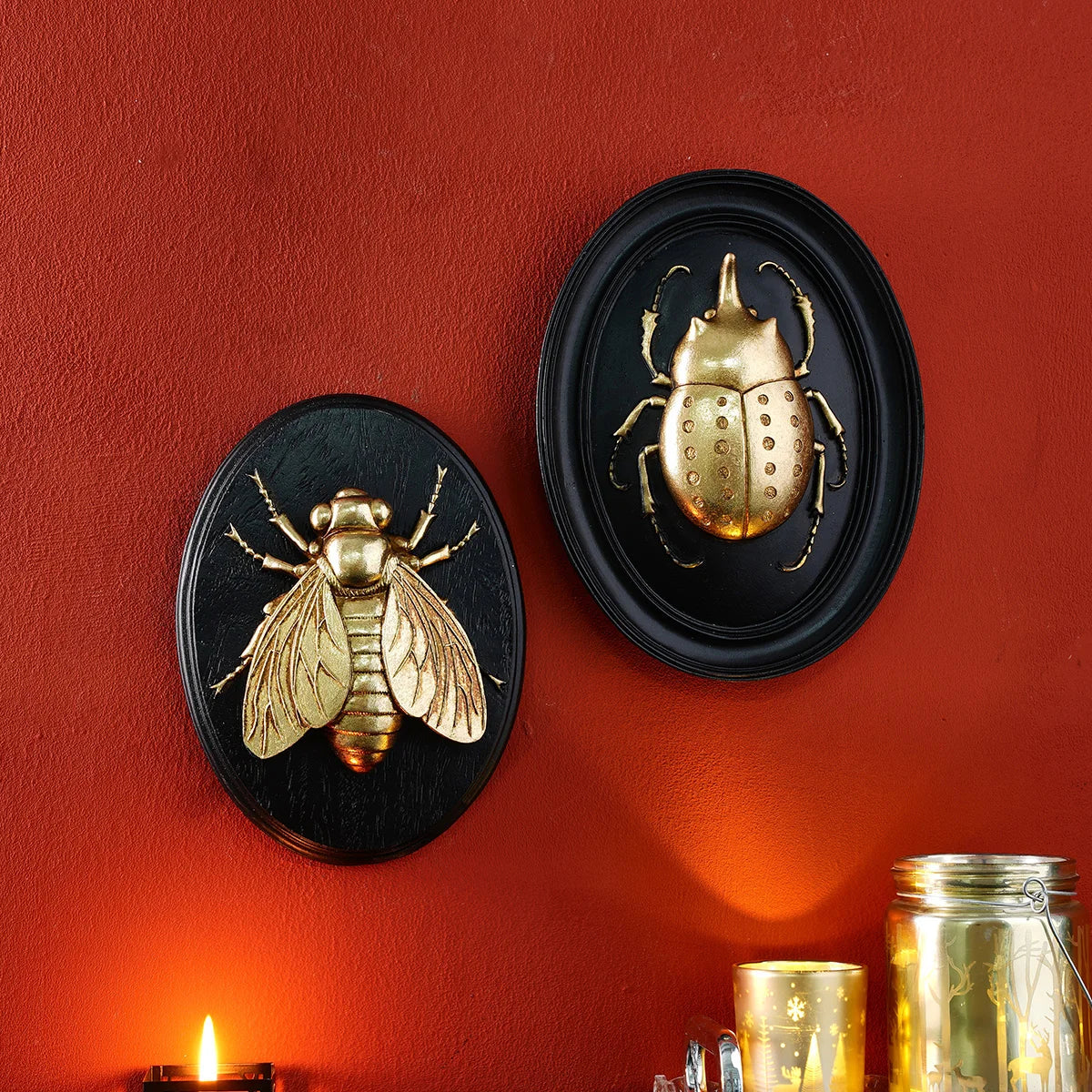 Golden Beetle Resin Wall Decor- Insect Themed Accent