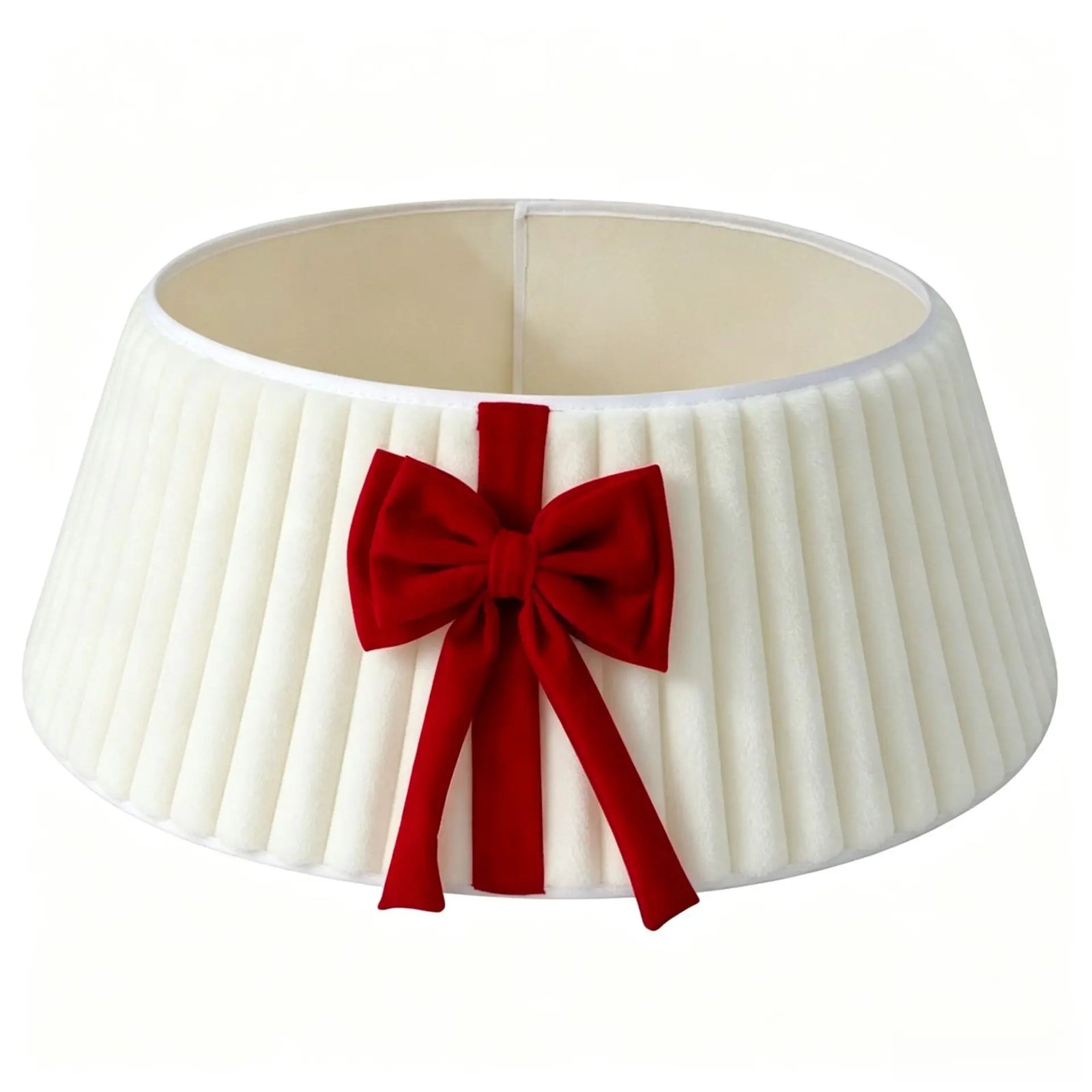 Plush Christmas Tree Collar with Decorative Bow