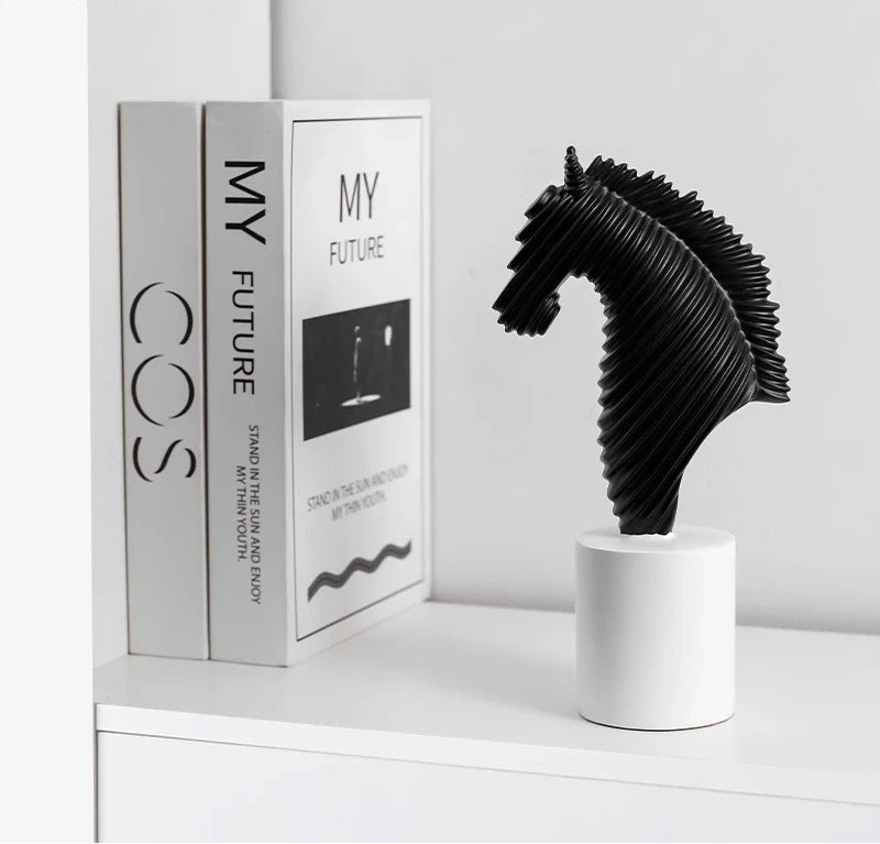 Abstract Striped Horse Head Statue