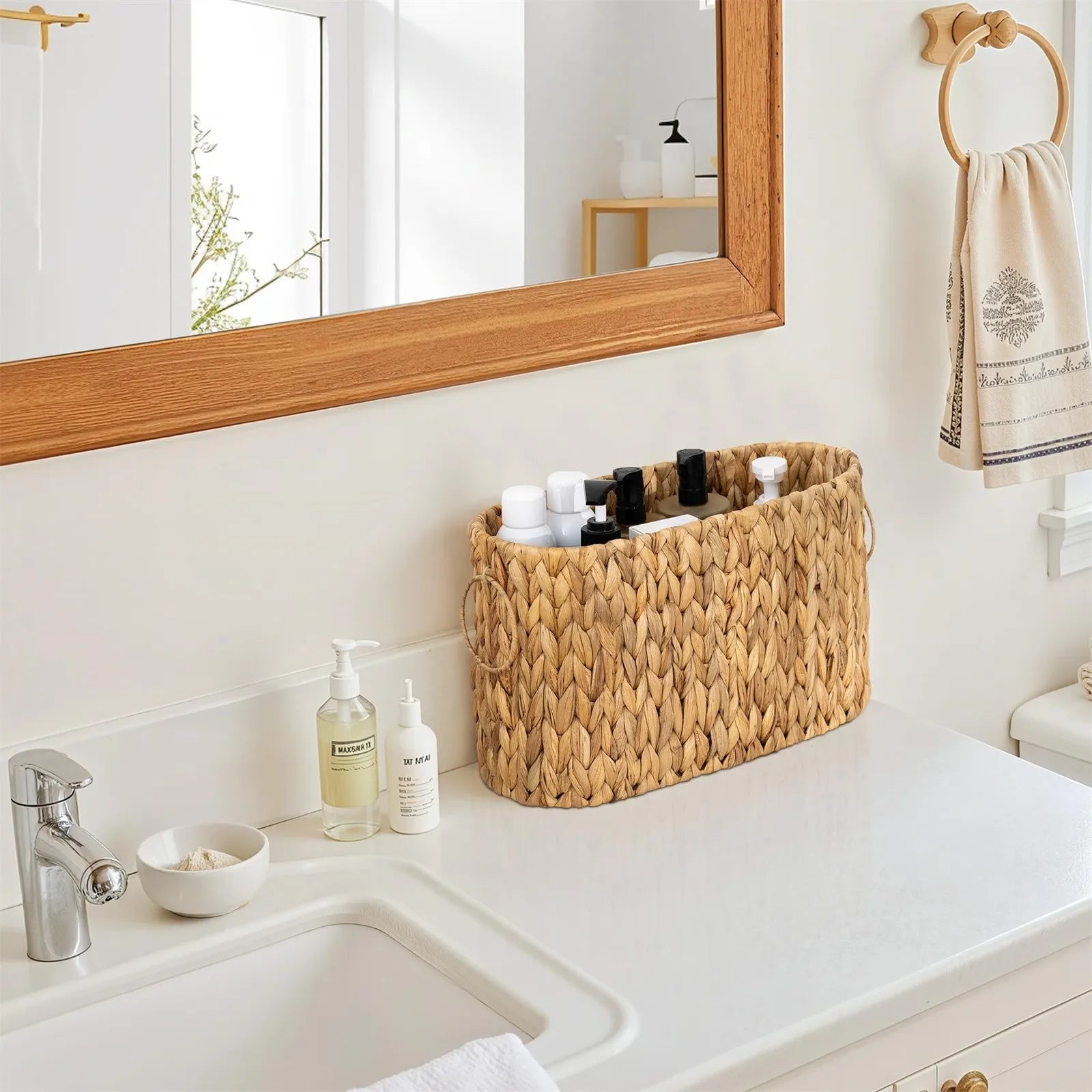 Woven Rattan Style Desktop Storage Basket