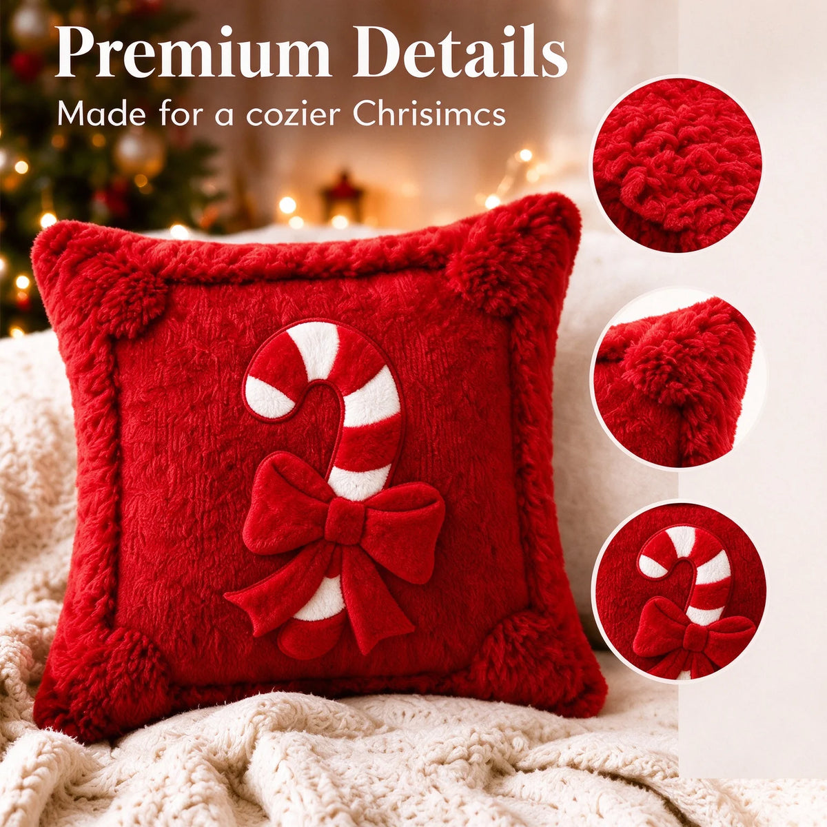 Christmas Candy Cane Throw Pillow Cover
