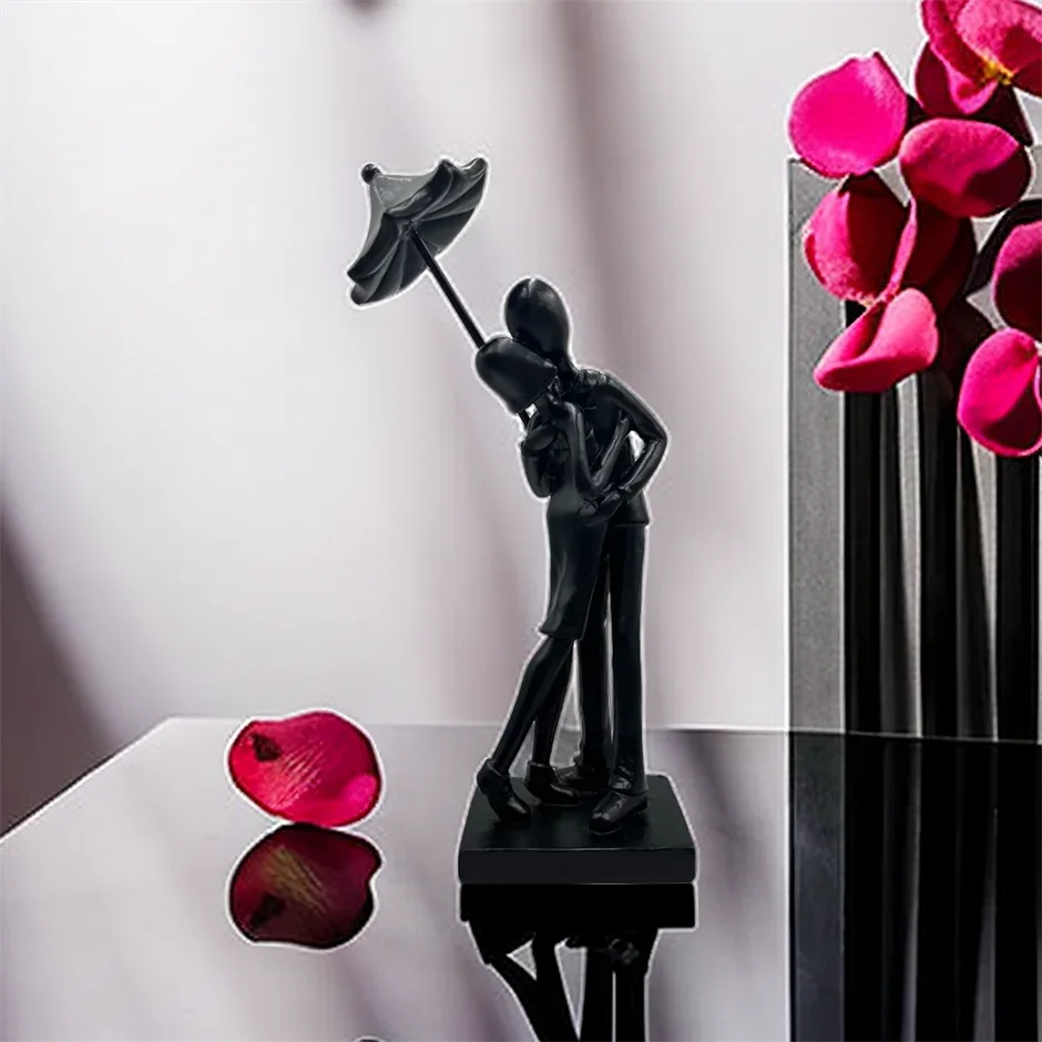 Lovers Embracing Resin Sculpture