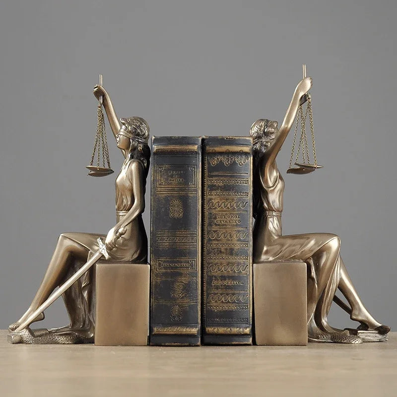 European Antique Justice Goddess Bookends