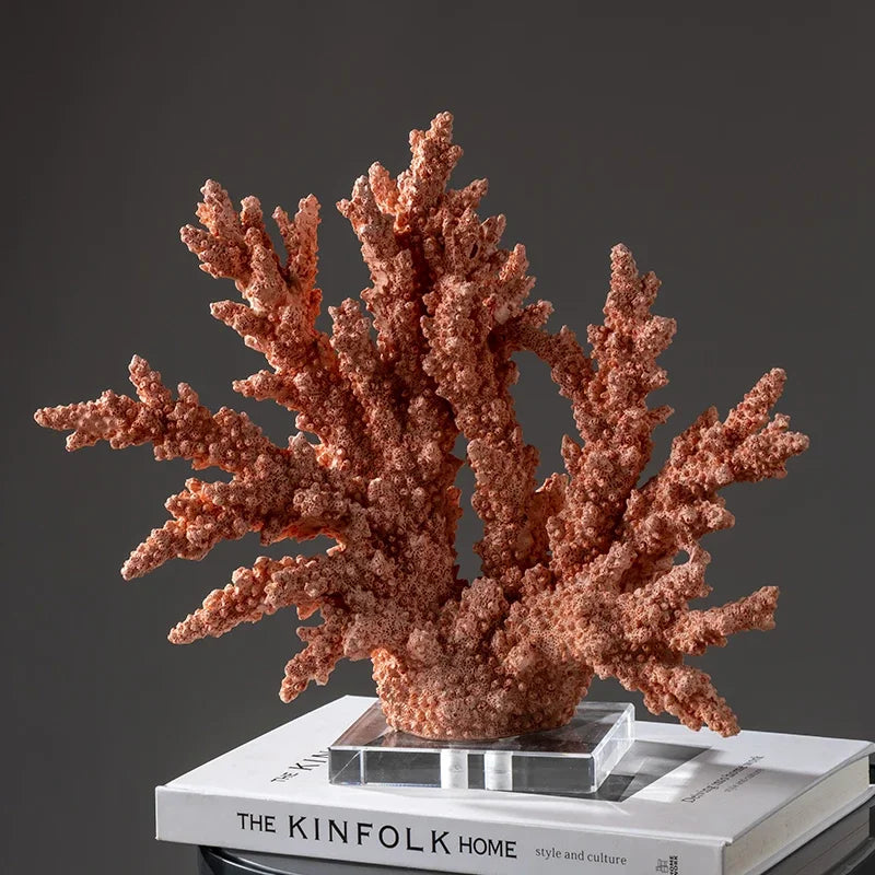 Decorative Faux Coral Sculpture on Crystal Base