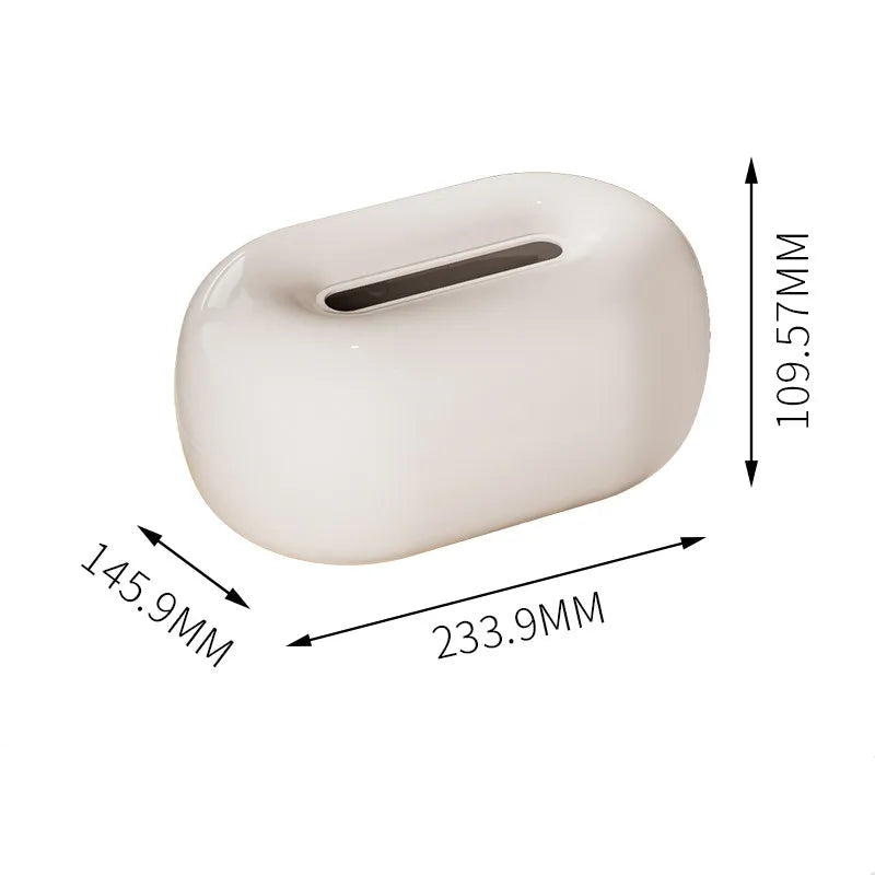Creative Oval Porcelain Pull-Out Tissue Box for Home Decor