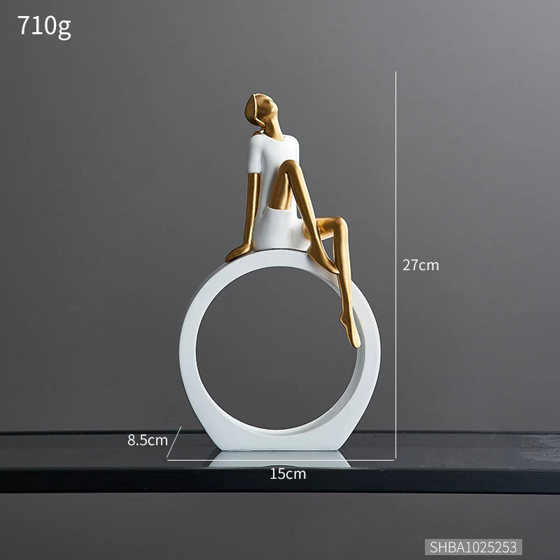 Modern Resin Reading Girl Sculpture