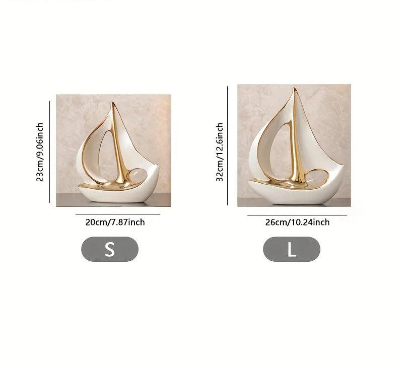 Luxury Ceramic Sailboat Sculpture