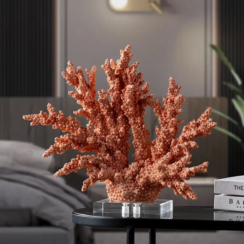 Decorative Faux Coral Sculpture on Crystal Base