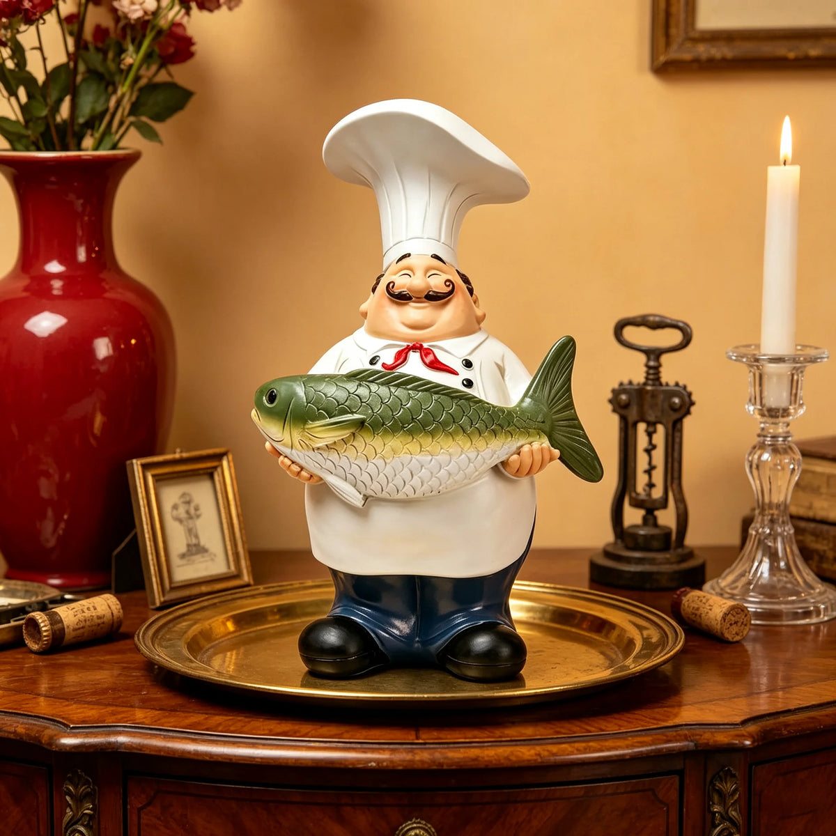 Hand-Painted Resin Chef Statue Decoration