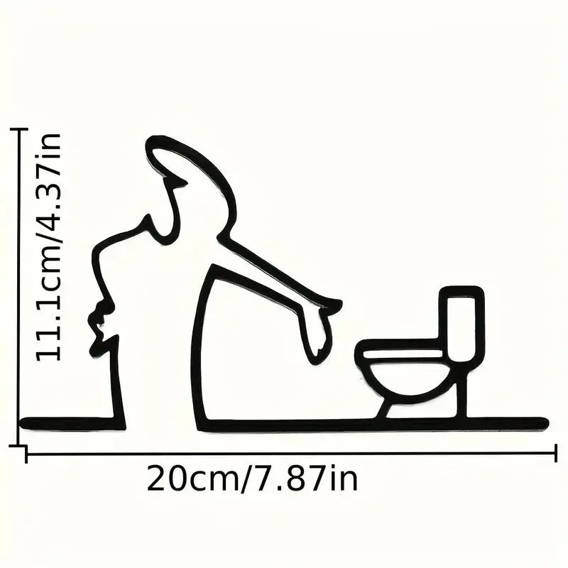 Modern Metal Bathroom Corner Art Sign