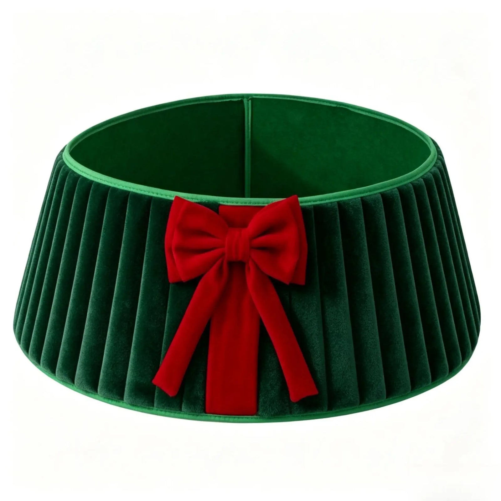Plush Christmas Tree Collar with Decorative Bow