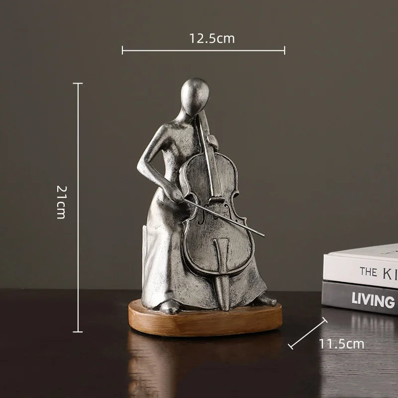 Abstract Musician Figurines - Resin Cello & Guitar Sculptures