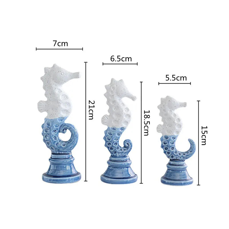 Resin Seahorse Chess Piece Statue