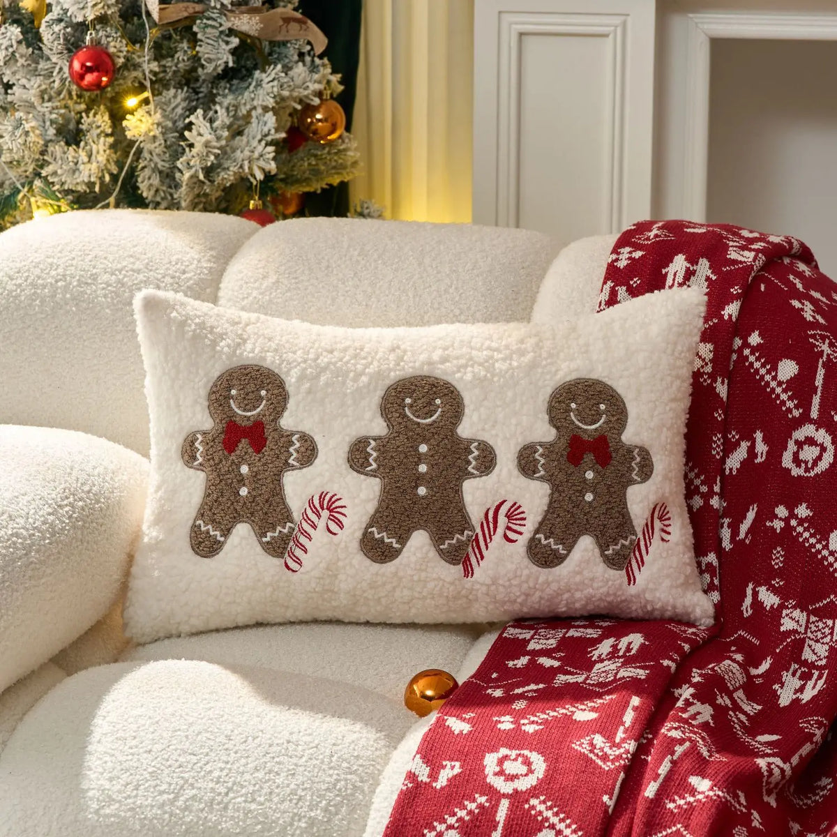 Christmas Embroidered Throw Pillow Cover – Festive Holiday Designs