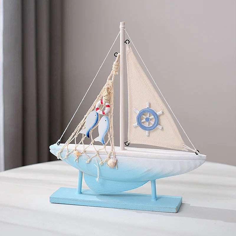 Coastal Wooden Sailboat Decor