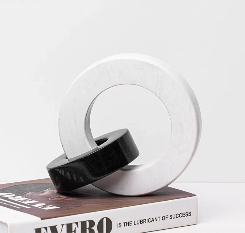 Modern Ceramic Interlocking Ring Sculpture