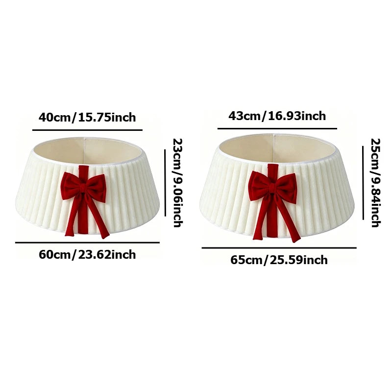Plush Christmas Tree Collar with Decorative Bow