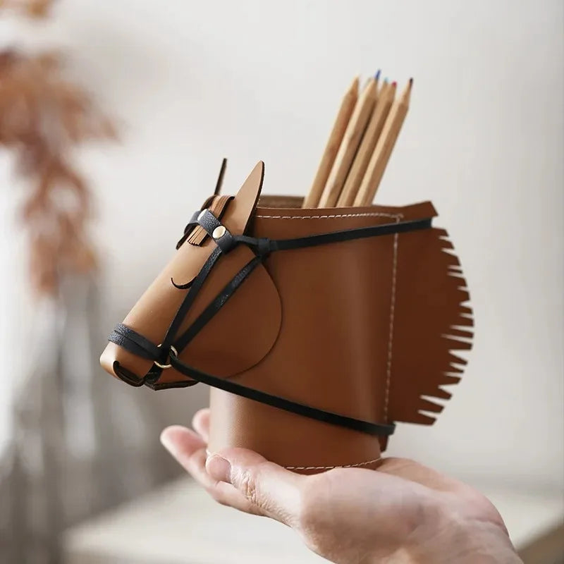 Leather Horse-Head Storage Box – Luxury Decorative Desk Organizer