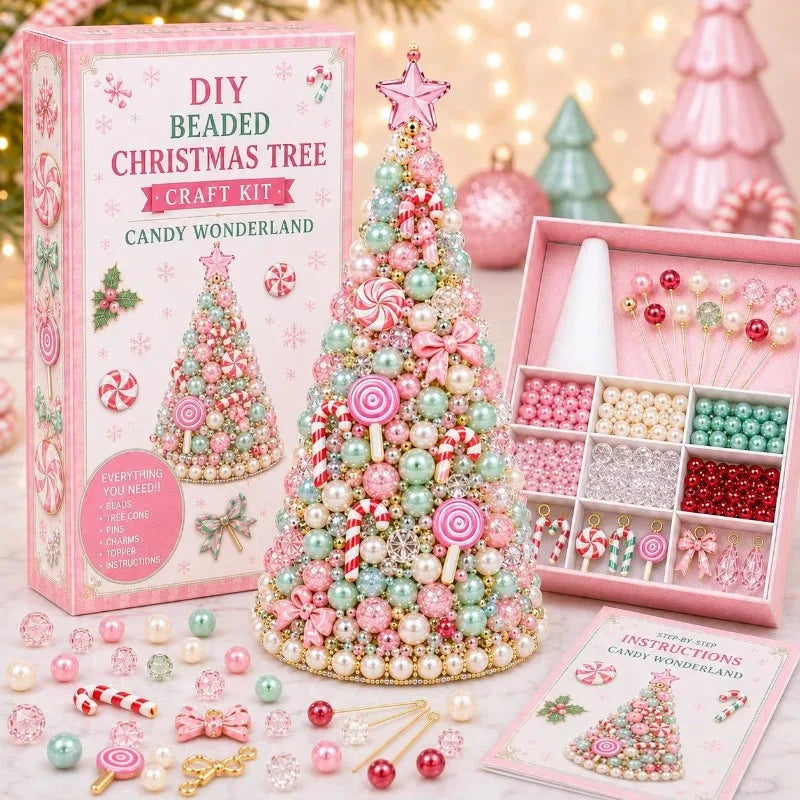 DIY Beaded Christmas Tree Craft Kit – Festive Tabletop Decor