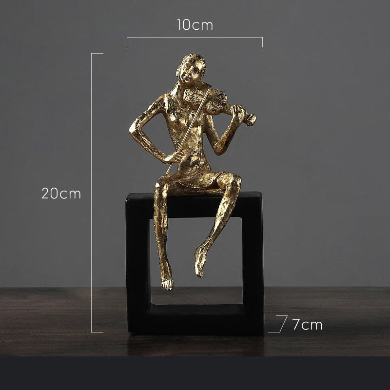 Musician Resin Figurine Statue for Desk and Room Décor