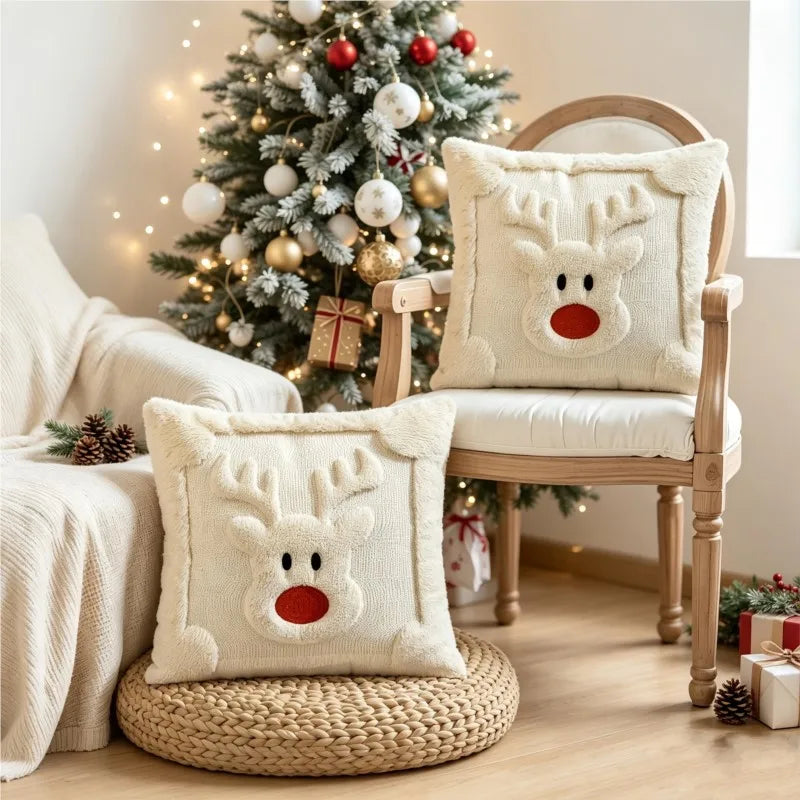 Christmas Reindeer Throw Pillow Cover
