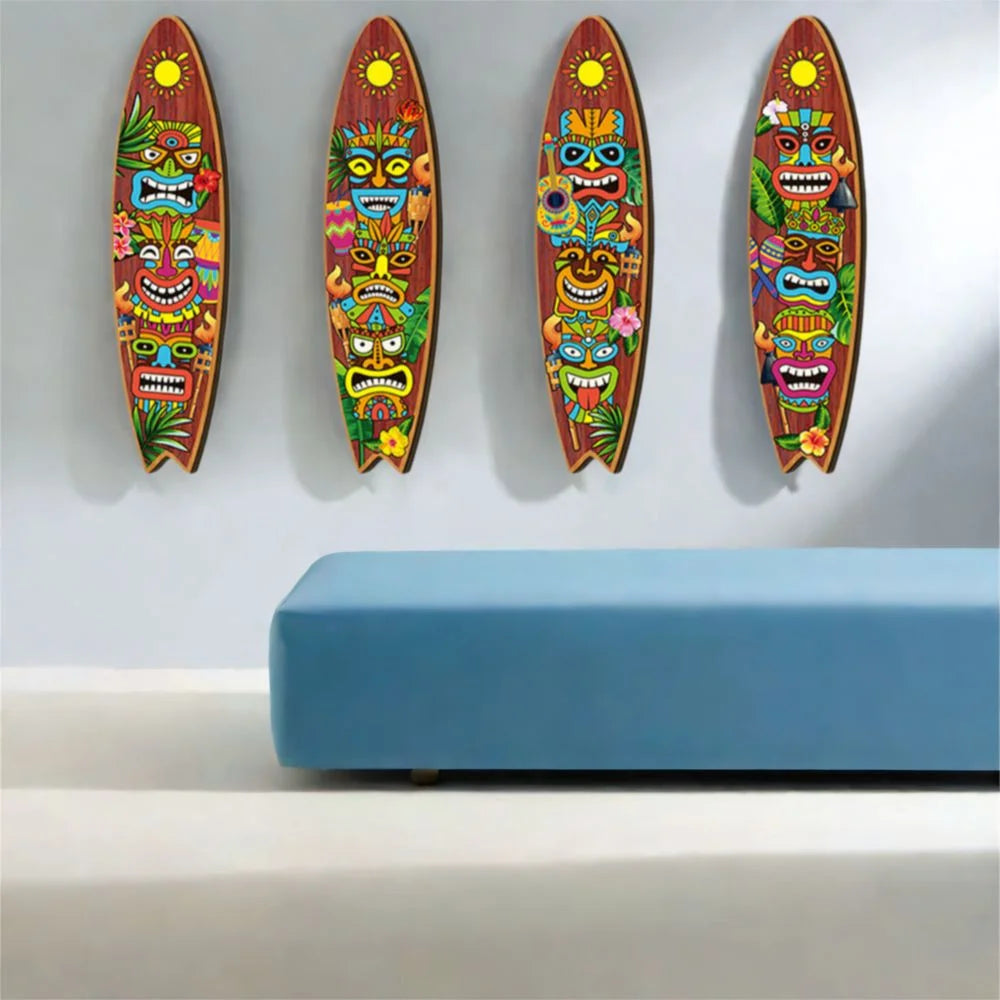 Wooden Surfboard Ocean Style Wall Decor