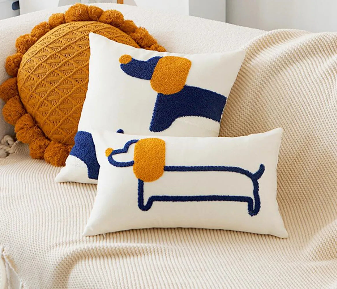 Embroidered Dachshund Cushion Cover