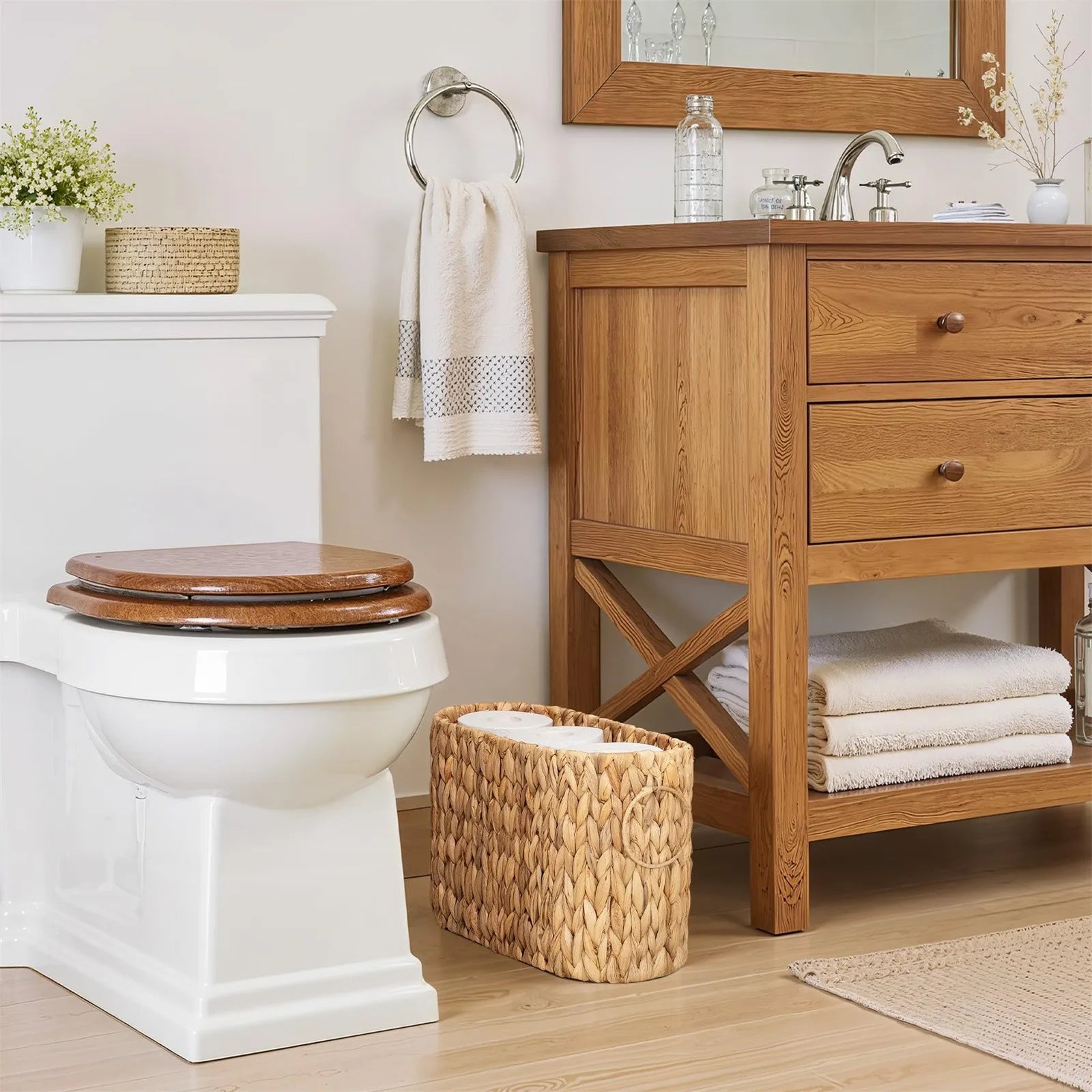 Woven Rattan Style Desktop Storage Basket