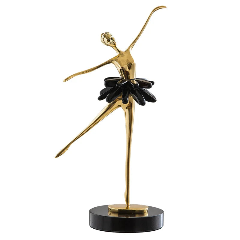 Elegant Gold Ballet Dancer Figurine