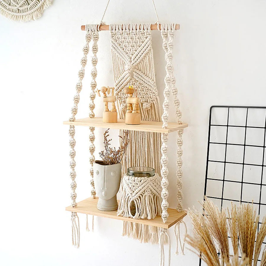 Boho Macrame Wall Hanging Shelf