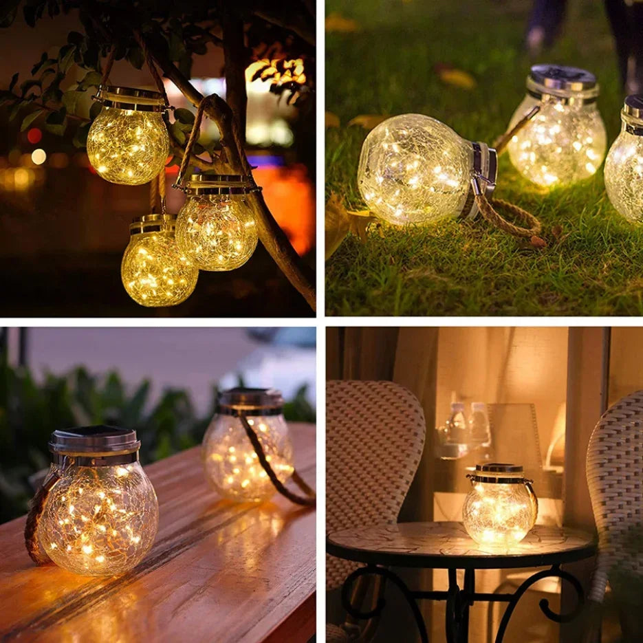 Hanging Solar Lanterns with Festoon LED Lights