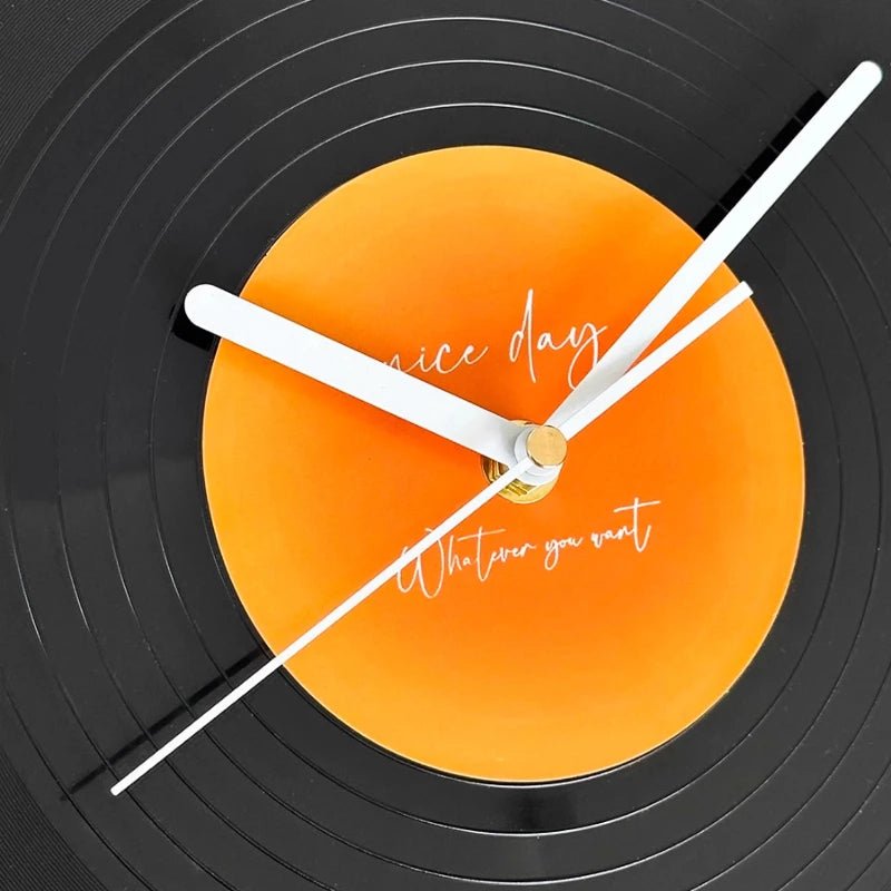 Retro Vinyl Record Dual-Use Desk & Wall Clock — Sunset Label PVC Analogue Clock