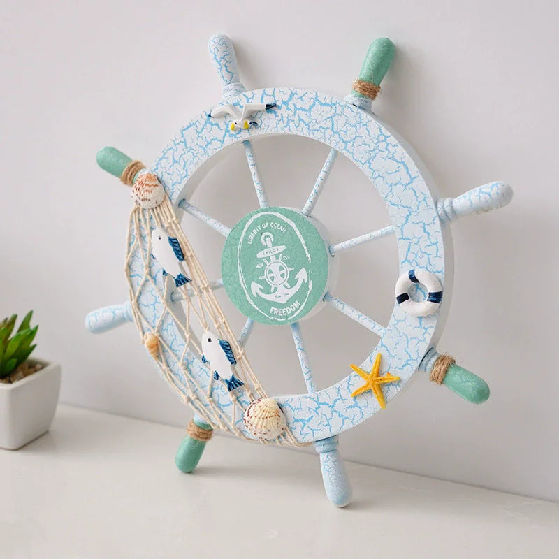 Wooden Nautical Ship Wheel Wall Decor