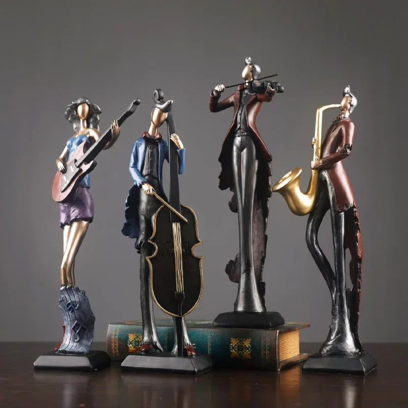 Vintage Musical Instrument Resin Figurine Sculpture Home Décor