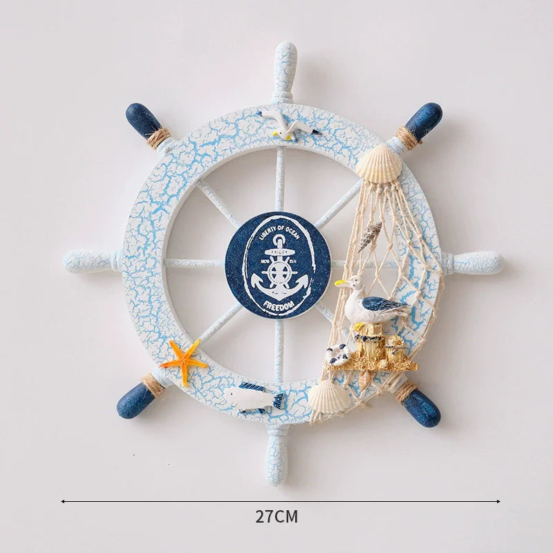 Wooden Nautical Ship Wheel Wall Decor