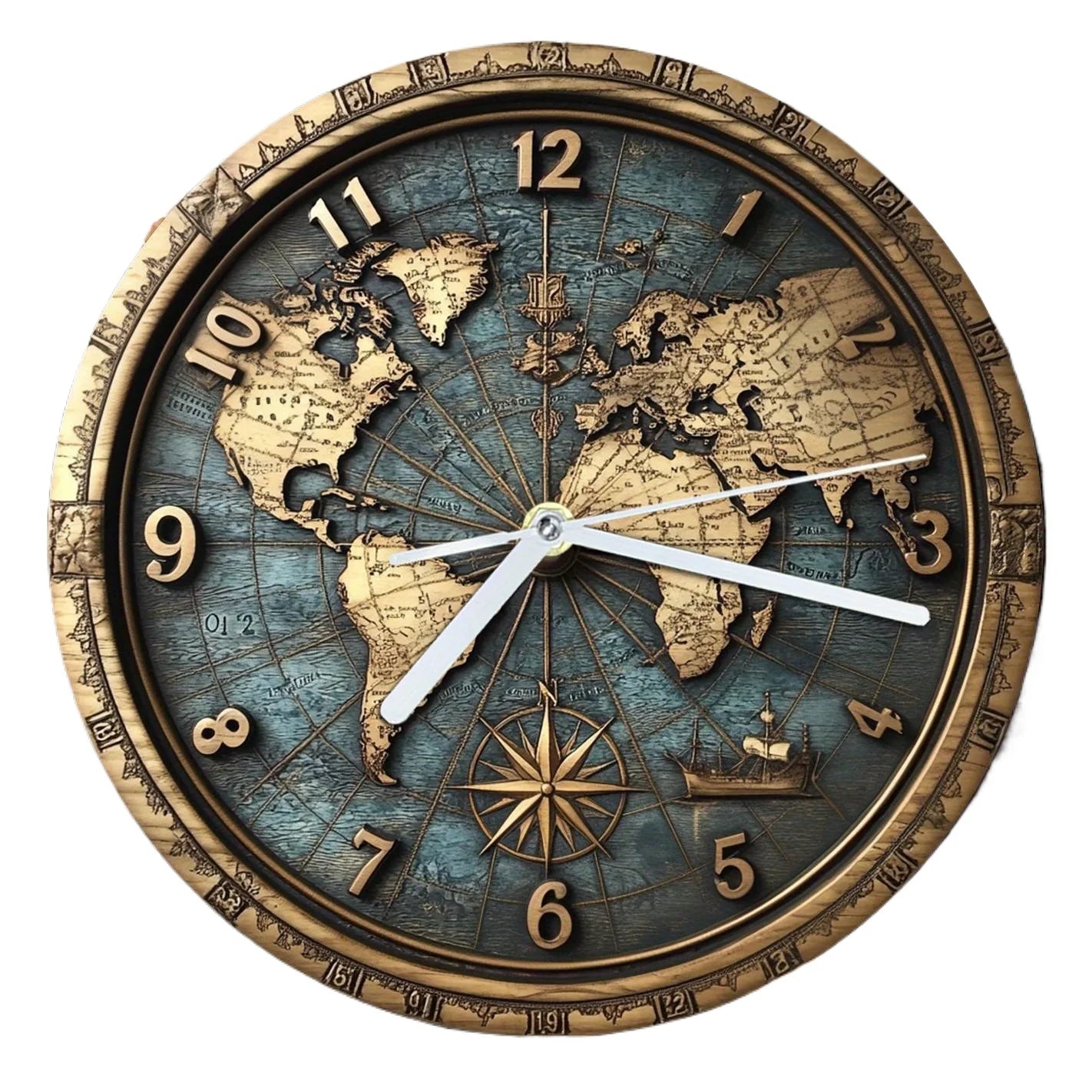 Sailboat Theme Vintage Round Wooden Wall Clock