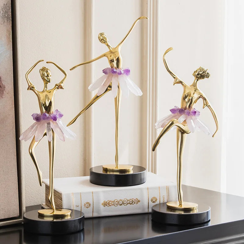 Elegant Gold Ballet Dancer Figurine