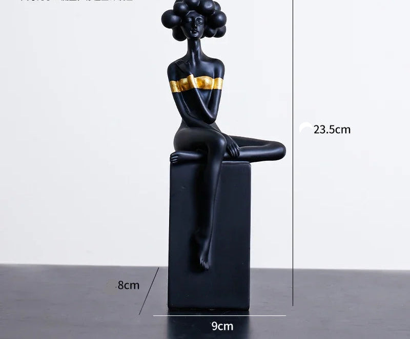 Modern Cloud Hair Resin Girl Sculpture