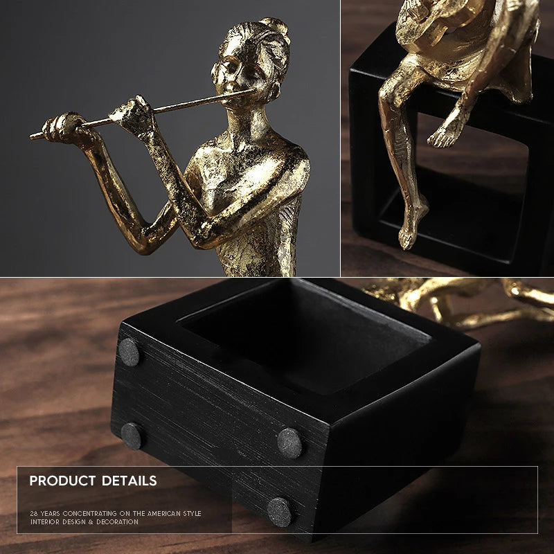 Musician Resin Figurine Statue for Desk and Room Décor