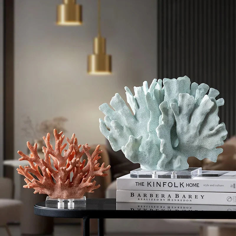 Decorative Faux Coral Sculpture on Crystal Base
