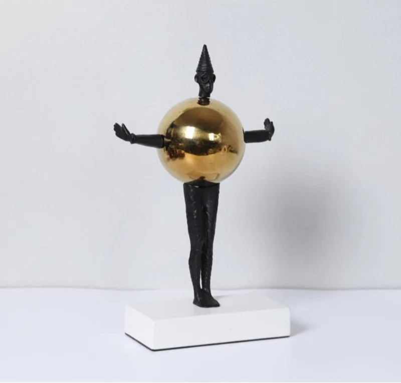 Abstract Metal Armor Ball Man Sculpture