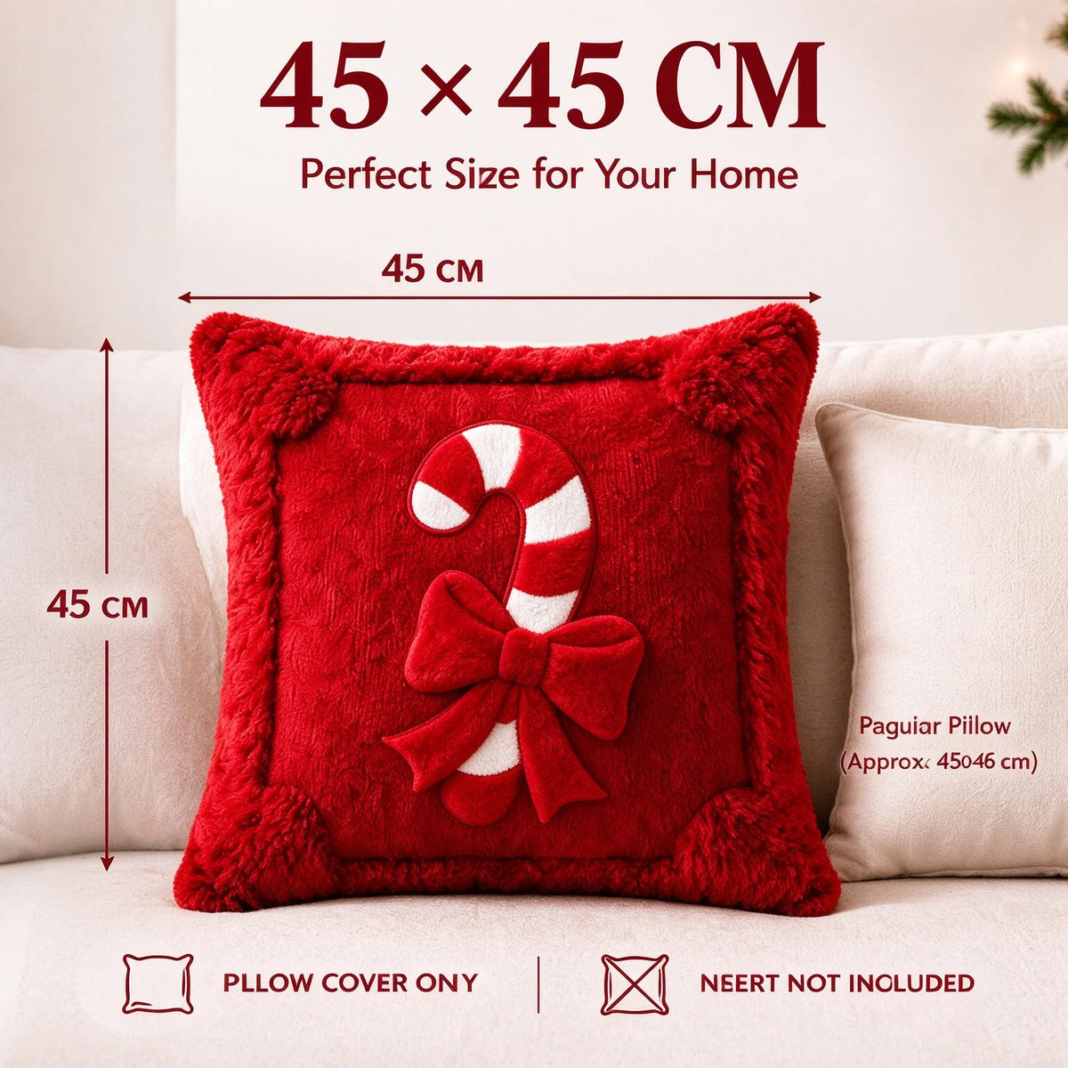 Christmas Candy Cane Throw Pillow Cover