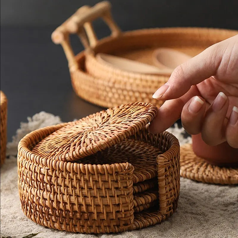 Handcrafted Woven Rattan Coaster - Ikorii