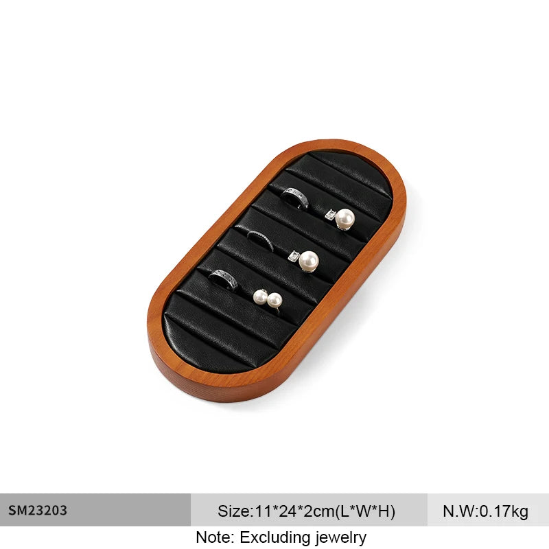 Solid Wood & Microfiber Ring Display Stand