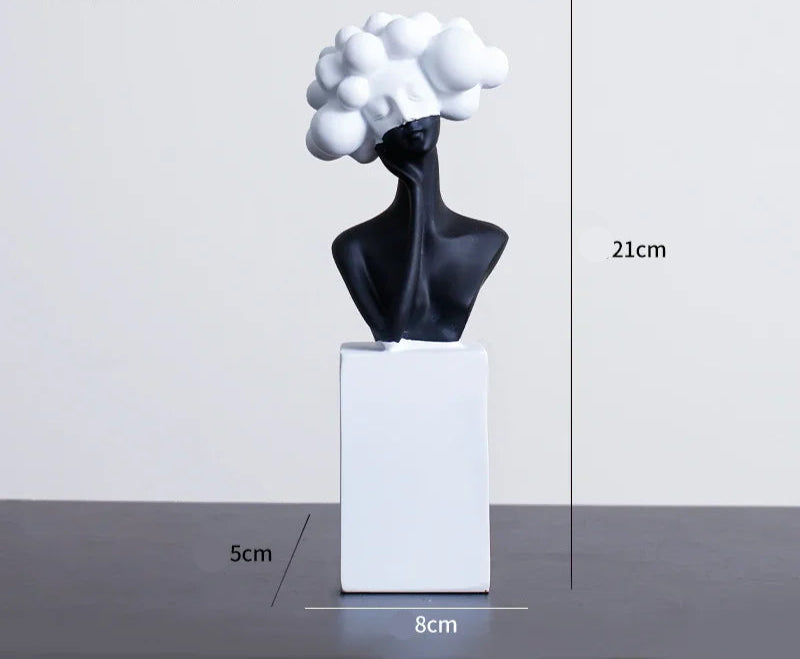 Modern Cloud Hair Resin Girl Sculpture