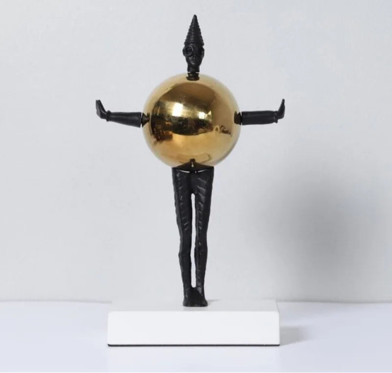 Abstract Metal Armor Ball Man Sculpture
