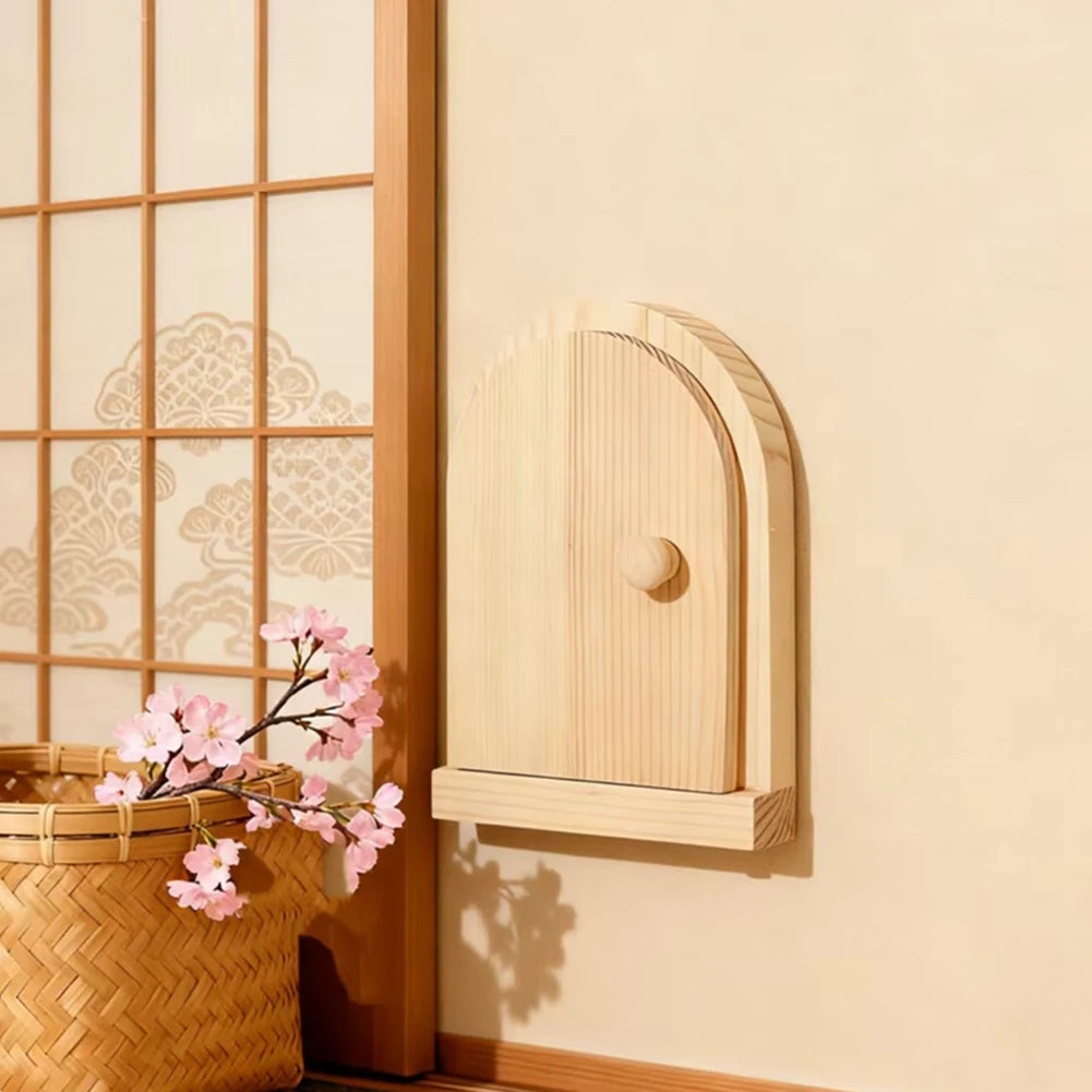 Wooden Fairy Door Wall Cover – Decorative Hinged Frame