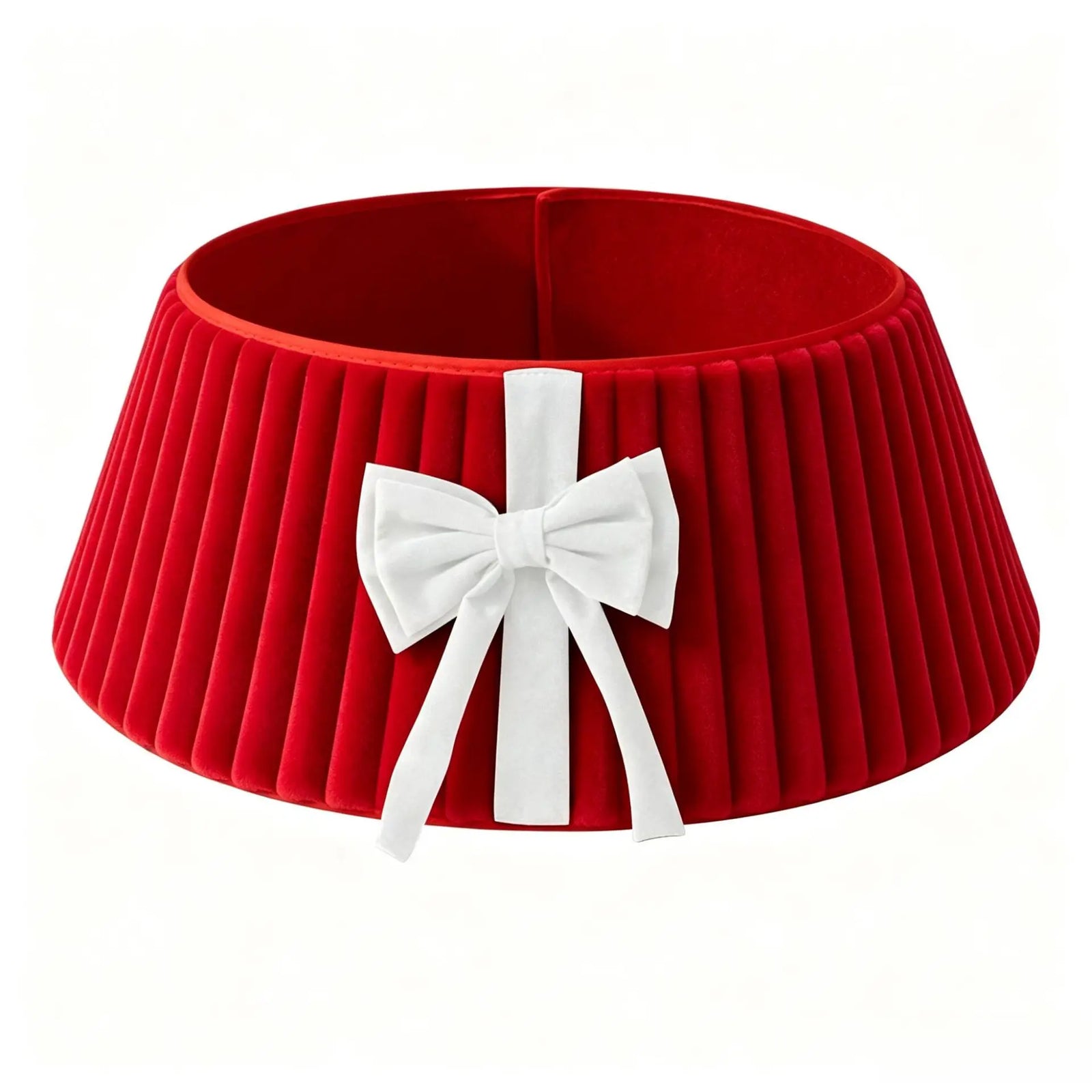 Plush Christmas Tree Collar with Decorative Bow