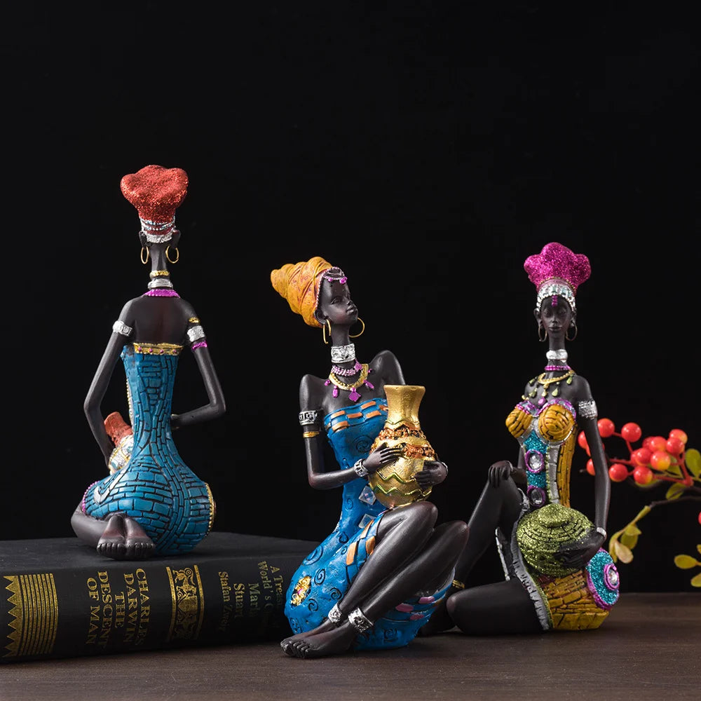 Abstract African Woman Resin Sculpture