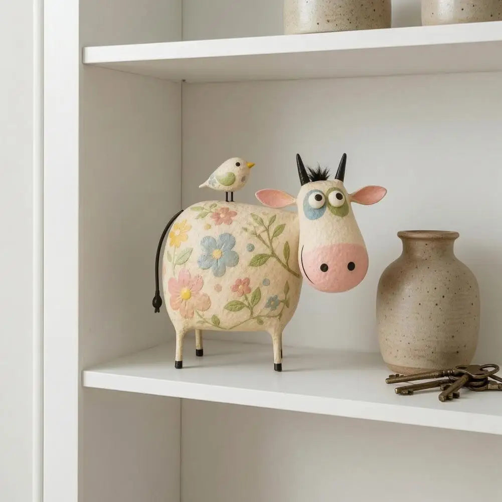 Rustic Farmhouse Cow Resin Statue
